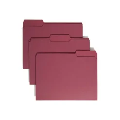 Smead 1/3-Cut Color Top-Tab File Folders, Letter Size, Maroon, Box Of 100