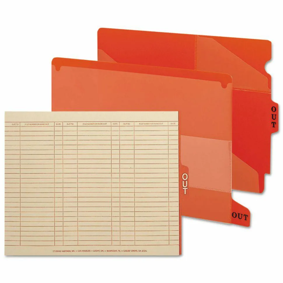 Smead Durable Poly End-Tab Out Guides, Bottom Position Tab, Letter Size, Red, Pack Of 25