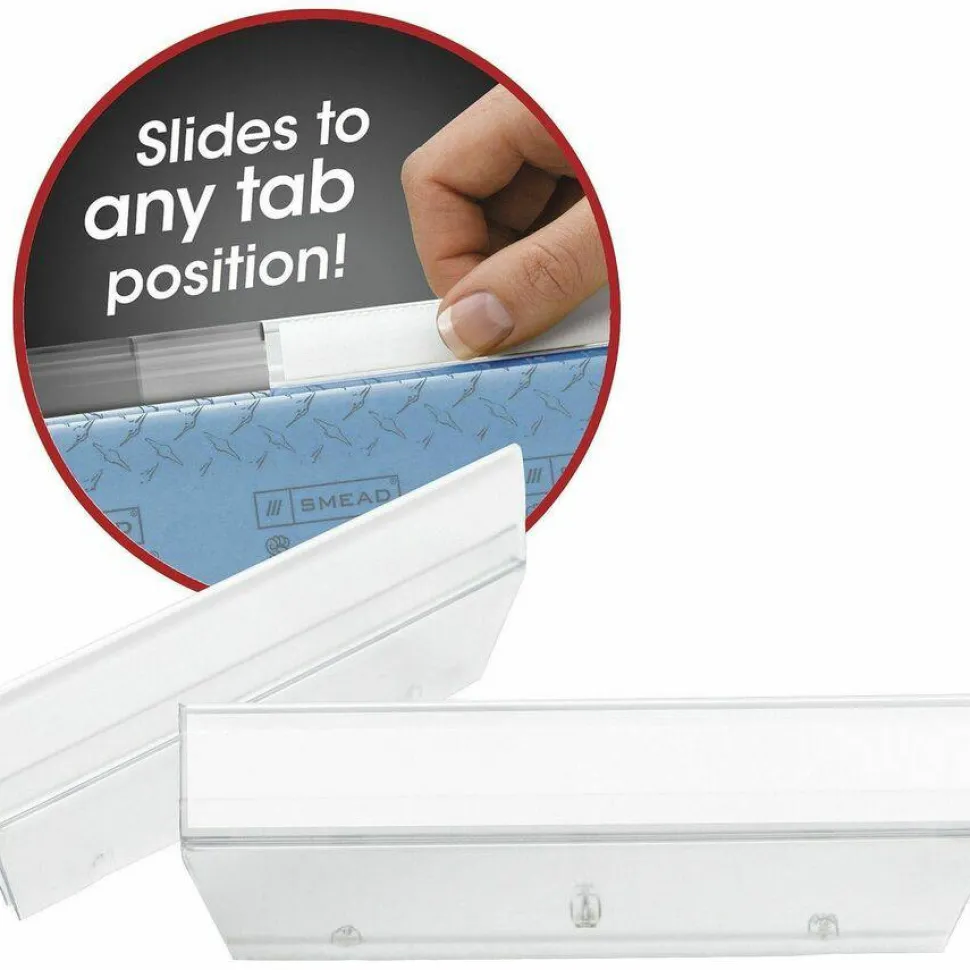 Smead Easy Slide Tabs, 3 1/2" x 1/2", Clear, Pack Of 18