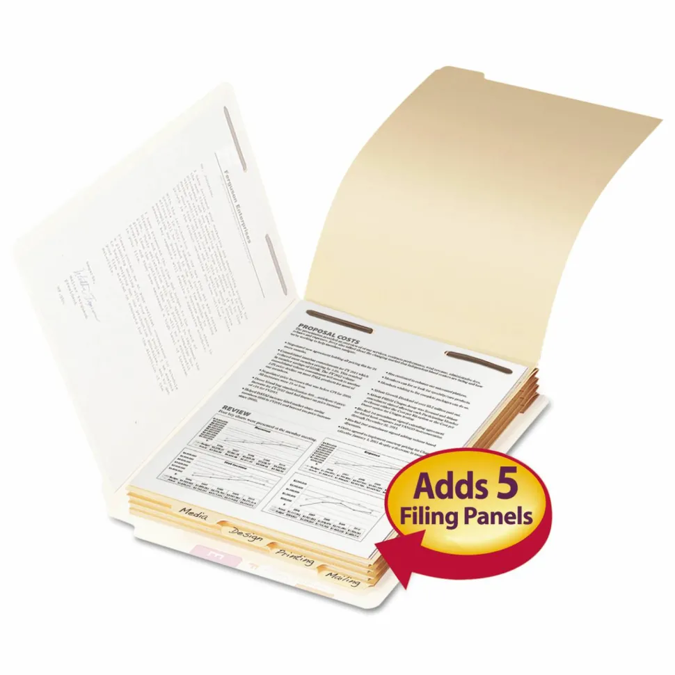 Smead End-Tab Folder Dividers With Fasteners, Letter Size, Manila, Box Of 50