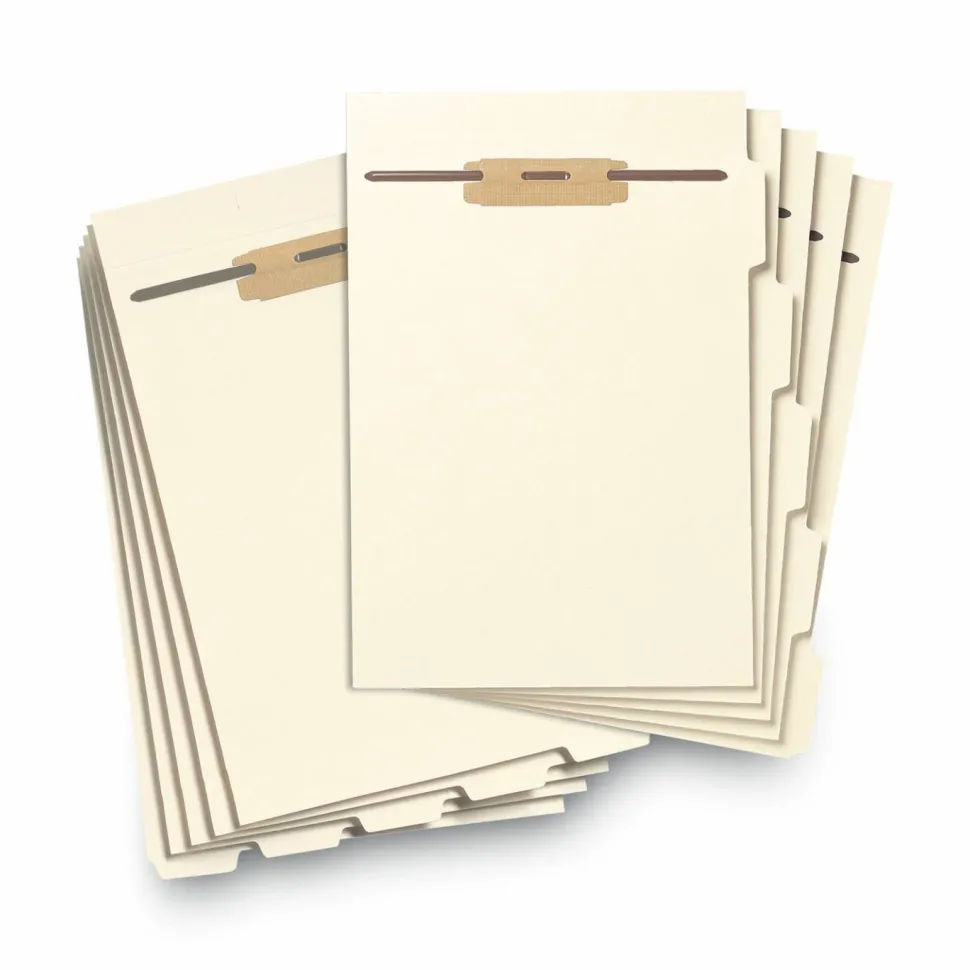 Smead End-Tab Folder Dividers With Fasteners, Letter Size, Manila, Box Of 50