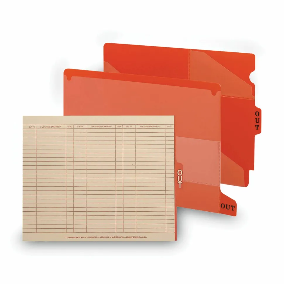 Smead End Tab Poly Out Guides, Two-Pocket Style, 1/3-Cut End Tab, Out, 8.5 x 11, Red, 50/Box