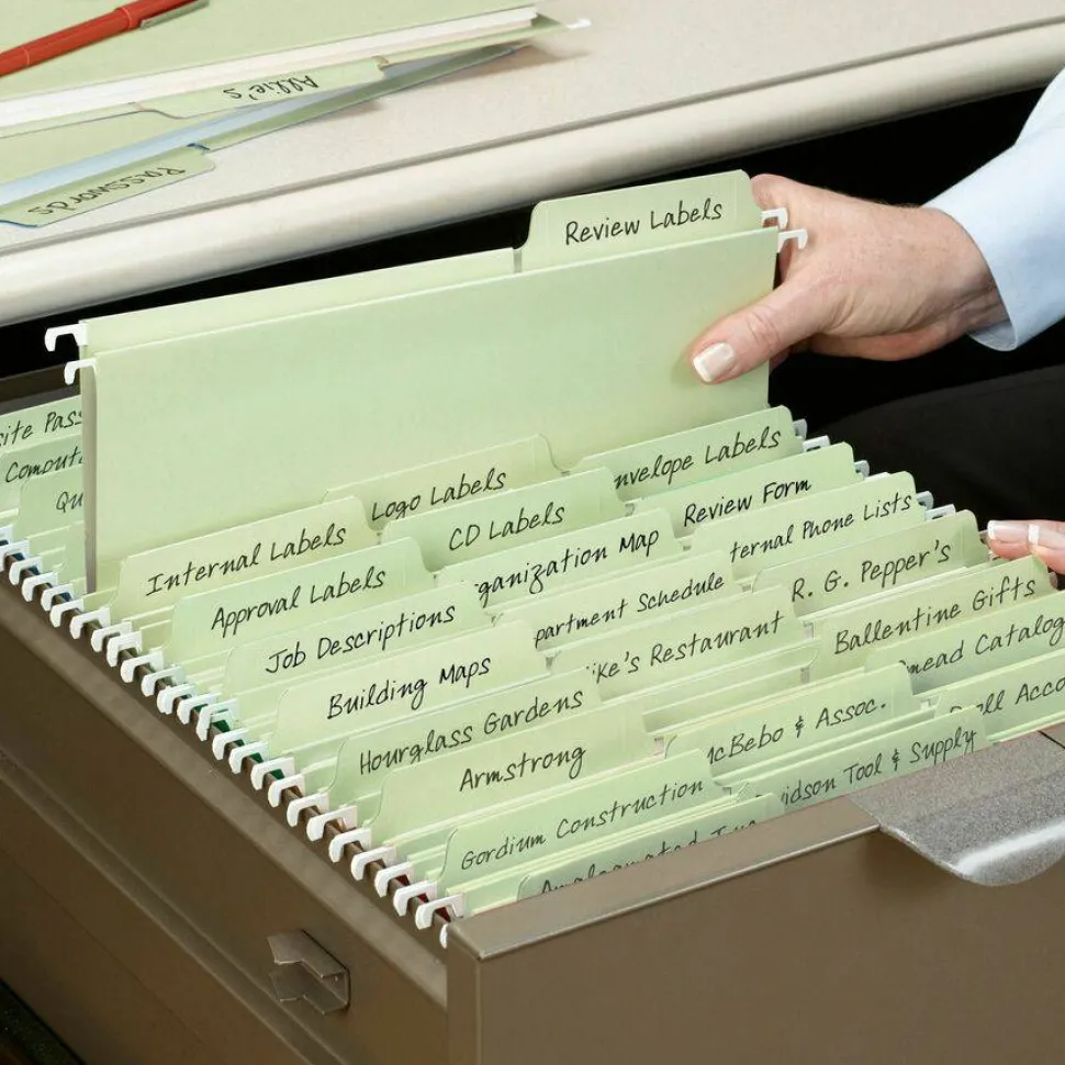 Smead FasTab Hanging File Folders, Letter Size, Moss, Pack Of 20