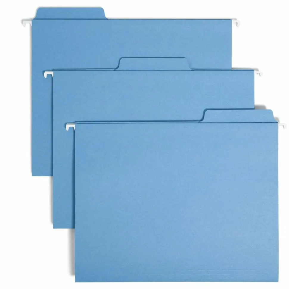 Smead FasTab Hanging File Folders, Letter Size, Blue, Box Of 20
