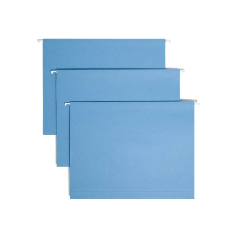 Smead Hanging File Folders, 1/5-Cut Adjustable Tab, Letter Size, Blue, Box Of 25