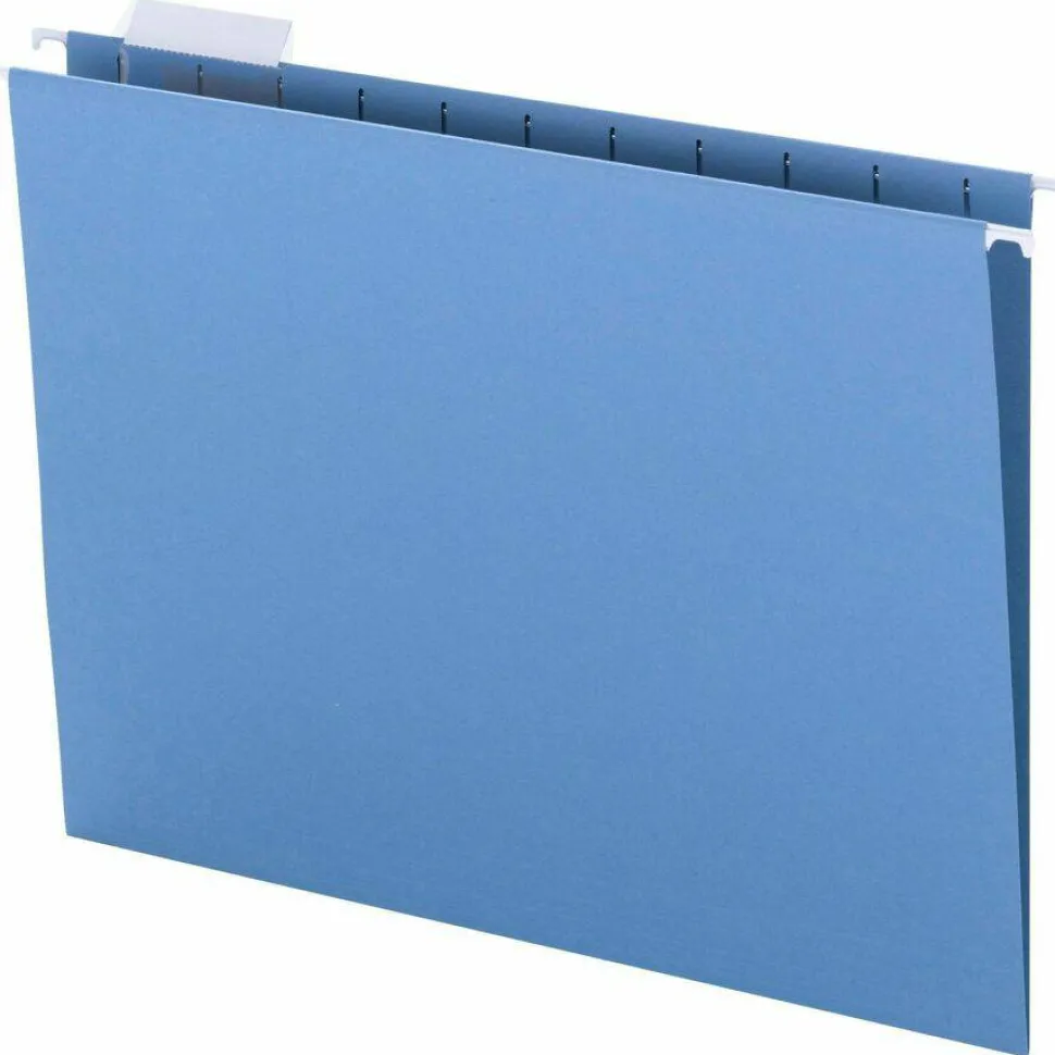 Smead Hanging File Folders, 1/5-Cut Adjustable Tab, Letter Size, Blue, Box Of 25
