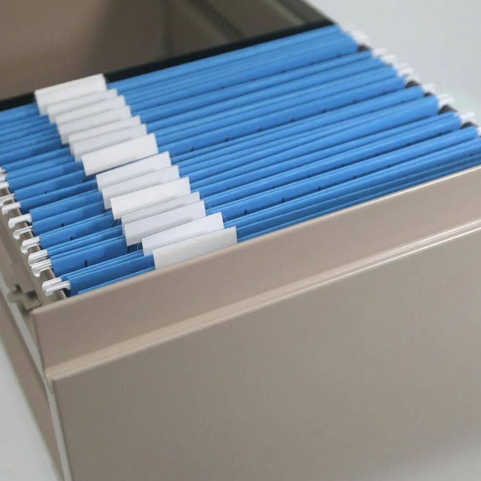 Smead Hanging File Folders, 1/5-Cut Adjustable Tab, Letter Size, Blue, Box Of 25