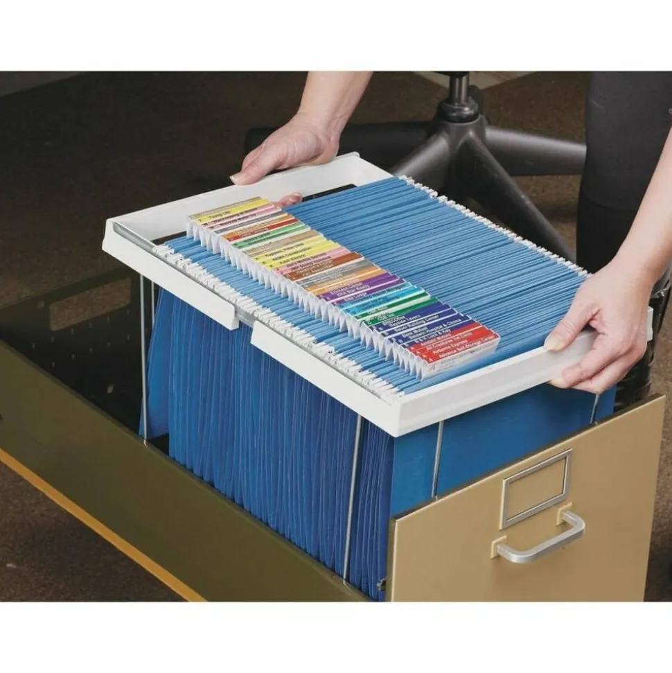 Smead Heavy-Duty Adjustable Hanging Folder Frame - Letter - 16" to 24" Long - Steel, Plastic - White - 1 Box