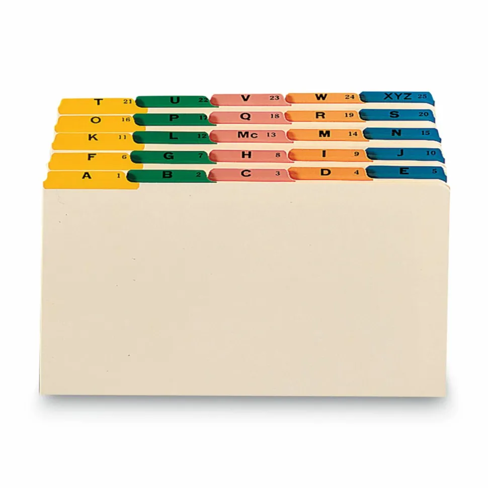 Smead Legal-Size Manila File Guides, Alphabetical, Assorted Color Tabs, Pack Of 25
