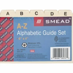 Smead Manila Card Guides, 1/5-Cut Top Tab, A to Z, 4 x 6, Manila, 25/Set