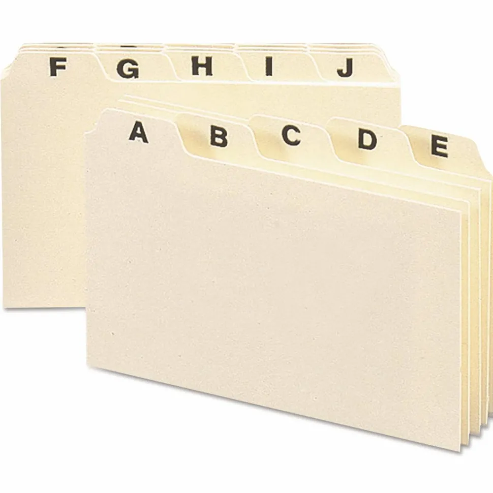Smead Manila Card Guides, 1/5-Cut Top Tab, A to Z, 4 x 6, Manila, 25/Set