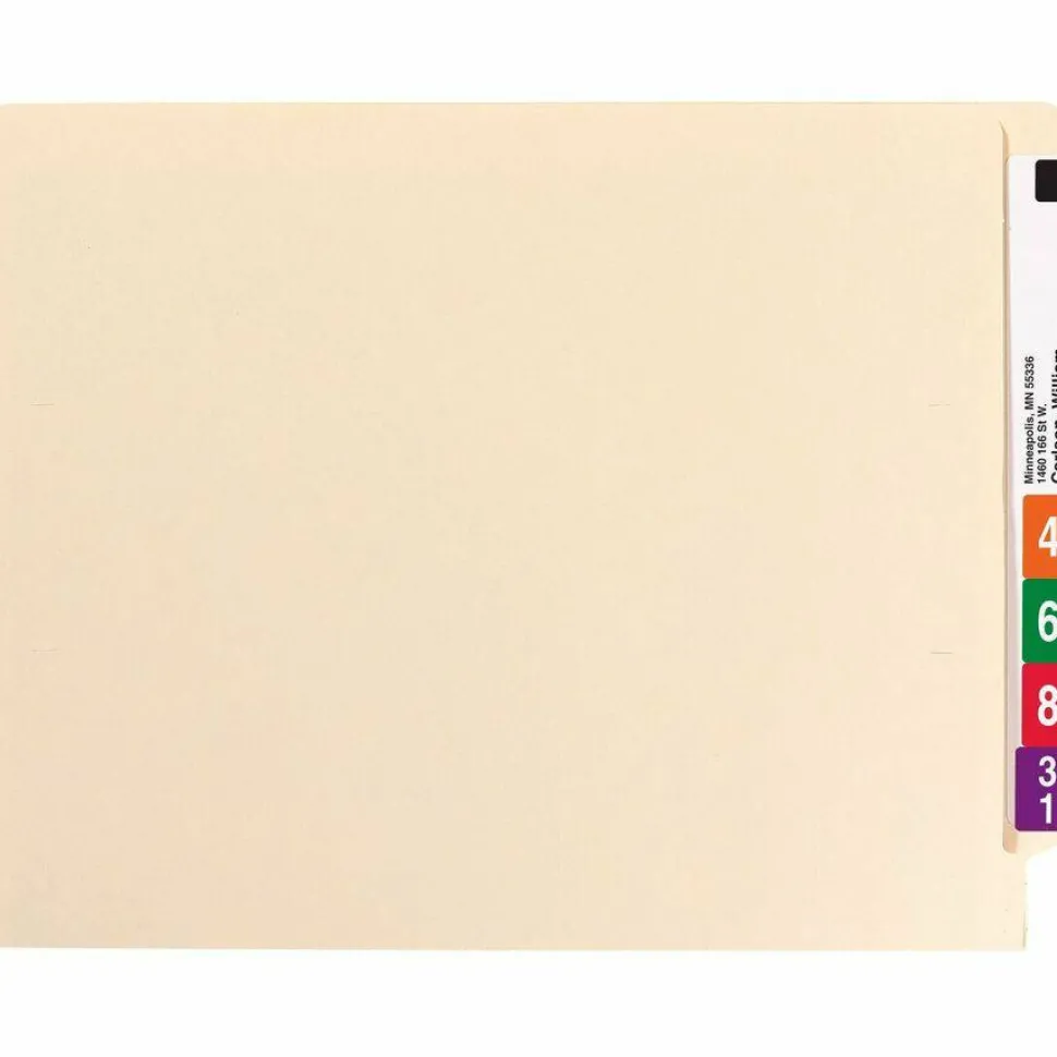 Smead Manila Reinforced End-Tab Folders, Straight Cut, Letter Size, Pack Of 100 (24110)