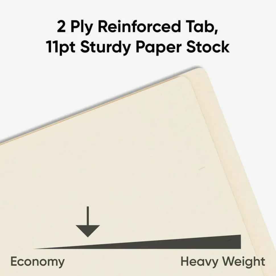 Smead Manila Reinforced End-Tab Folders, Straight Cut, Letter Size, Pack Of 100 (24110)