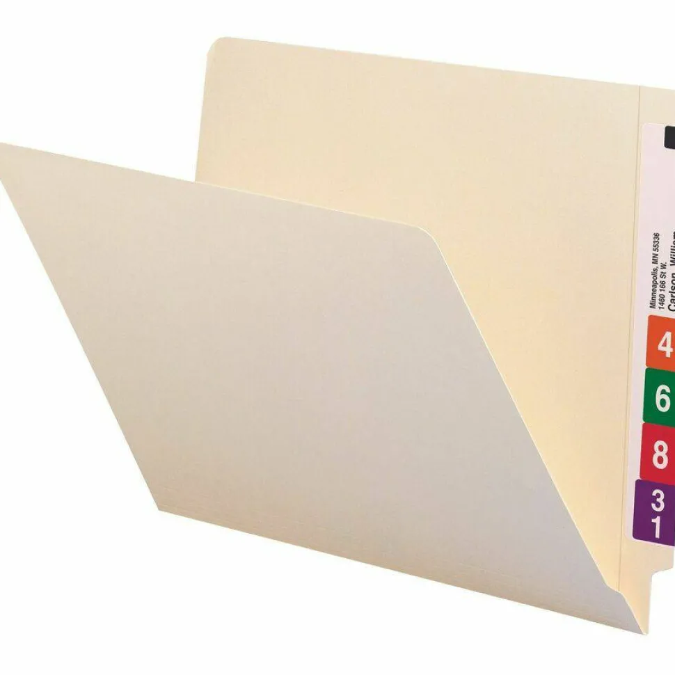 Smead Manila Reinforced End-Tab Folders, Straight Cut, Letter Size, Pack Of 100 (24110)