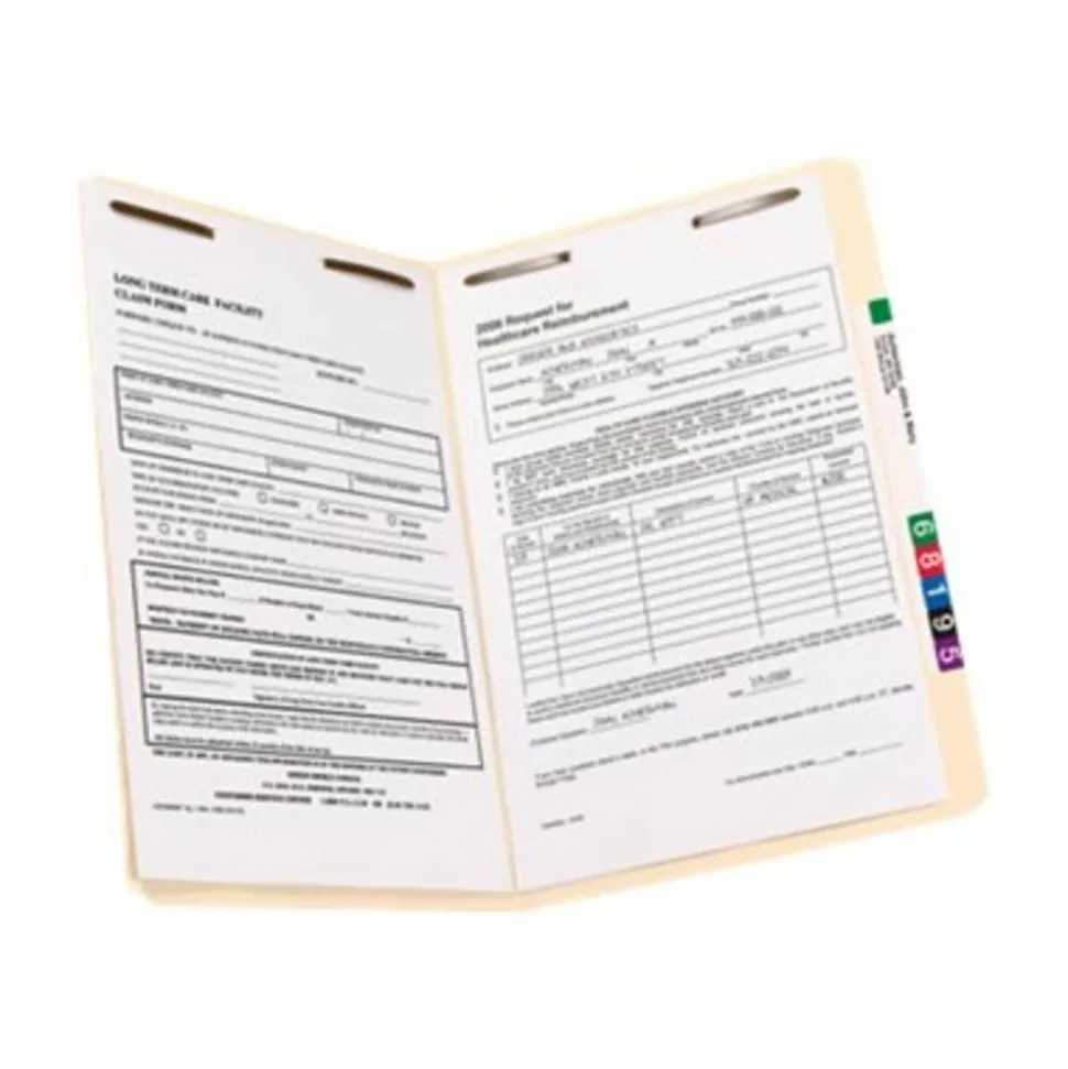 Smead Manila Reinforced Tab Fastener Folders With Two Fasteners, Straight Cut, Legal Size, Pack Of 50