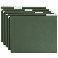 Smead Premium-Quality Hanging Folders, 1/5-Cut Tabs, Letter Size, Standard Green, Pack Of 25 Folders
