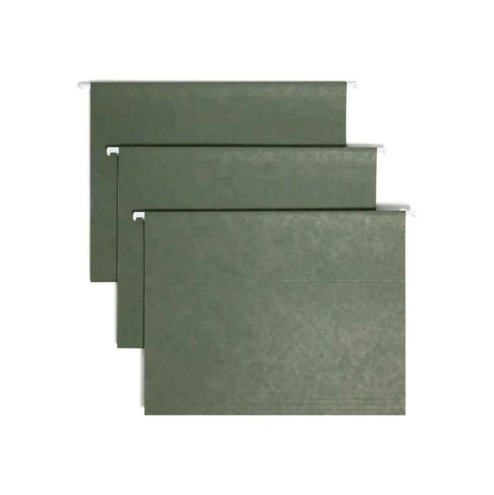 Smead Premium-Quality Hanging Folders, 1/5-Cut Tabs, Letter Size, Standard Green, Pack Of 25 Folders