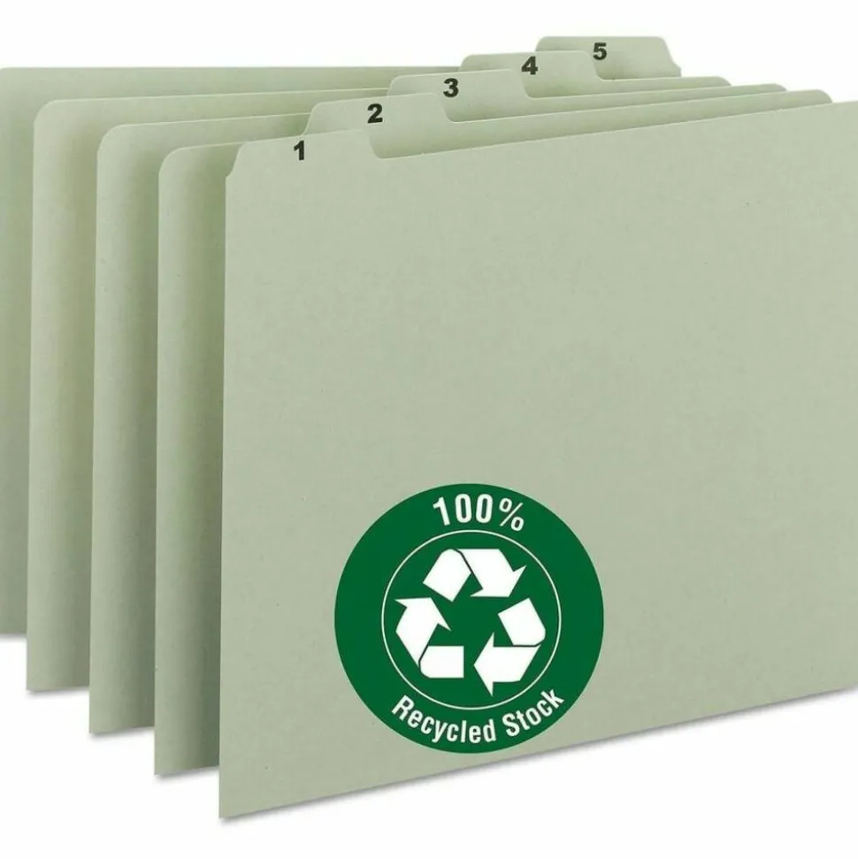 Smead Preprinted Pressboard 1-31 Daily File Guide, Letter Size, 100% Recycled, Gray/Green
