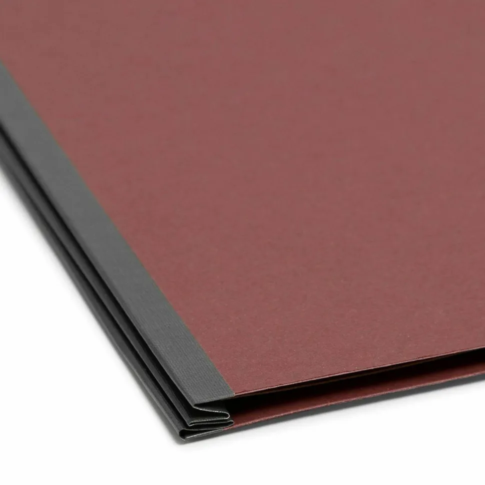 Smead Pressboard Classification Folders, 2 Dividers, 2" Expansion, 2/5 Cut, Letter Size, 100% Recycled, Red, Pack Of 10