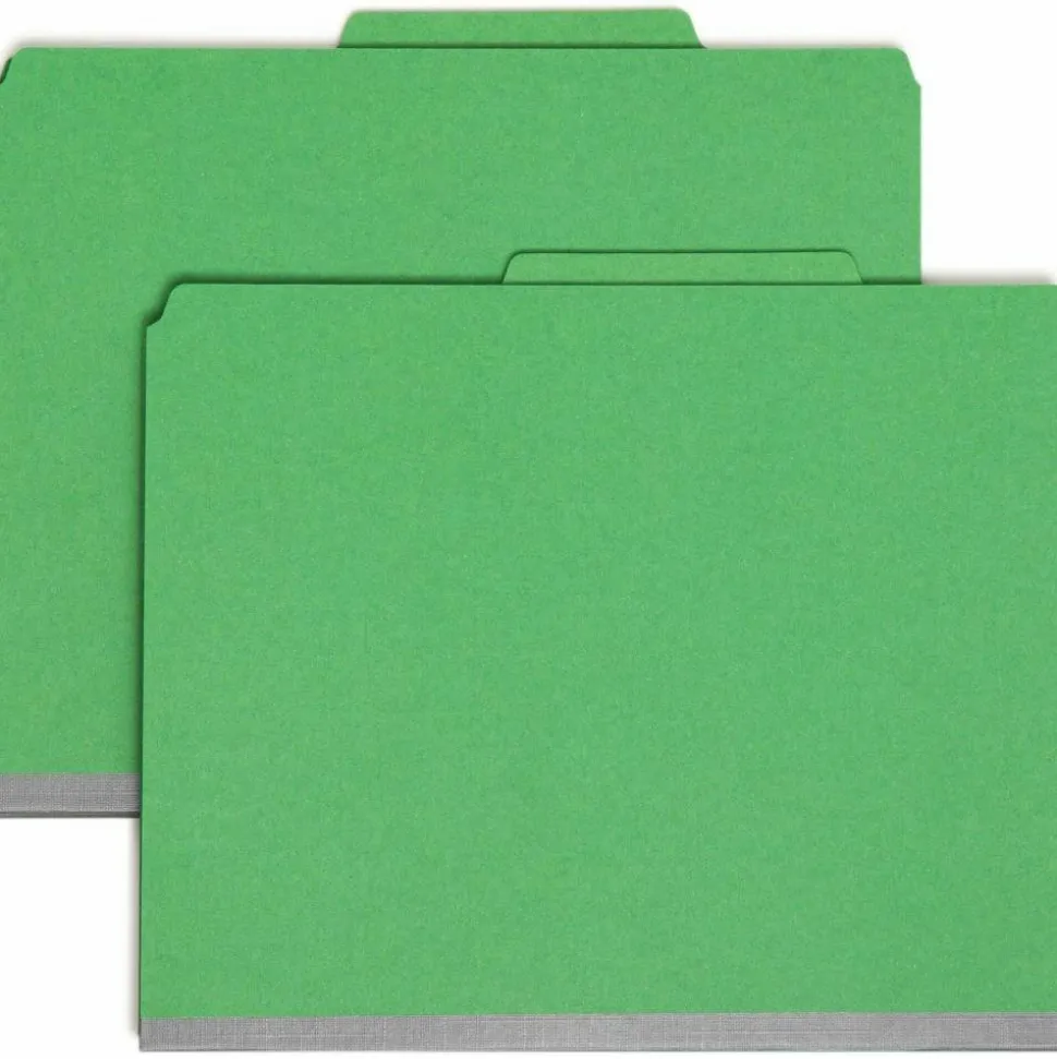 Smead Pressboard Colored Classification Folders, 2" Capacity, Green, Box Of 10 - 14063