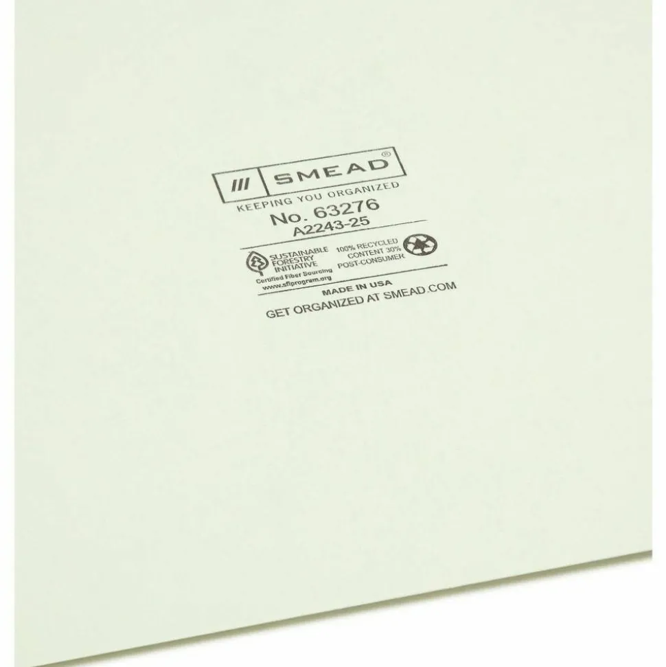 Smead Pressboard End-Tab Guides, A-Z, Vertical, 9 1/2" x 15 3/4", 100% Recycled, Gopher Green, Pack Of 25