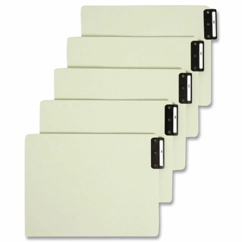 Smead Pressboard End-Tab Guides, A-Z, Vertical, 9 1/2" x 15 3/4", 100% Recycled, Gopher Green, Pack Of 25