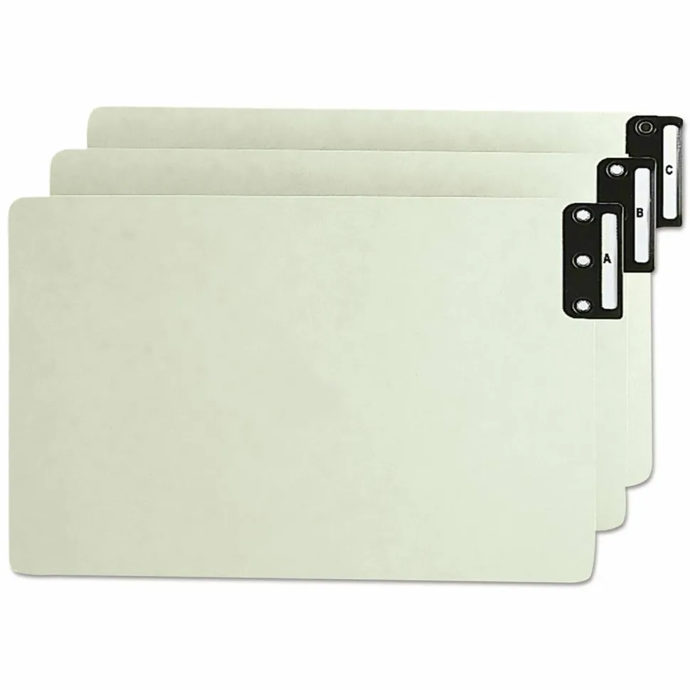 Smead Pressboard End-Tab Guides, A-Z, Vertical, 9 1/2" x 15 3/4", 100% Recycled, Gopher Green, Pack Of 25
