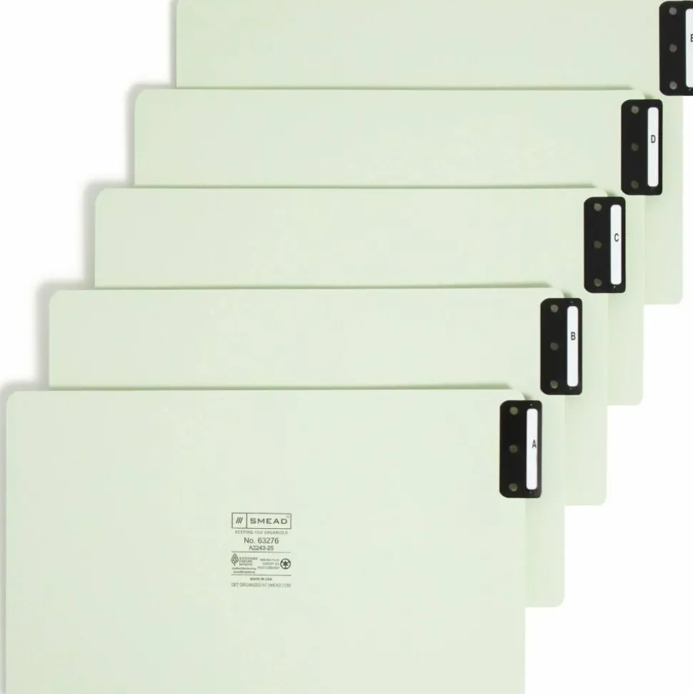 Smead Pressboard End-Tab Guides, A-Z, Vertical, 9 1/2" x 15 3/4", 100% Recycled, Gopher Green, Pack Of 25