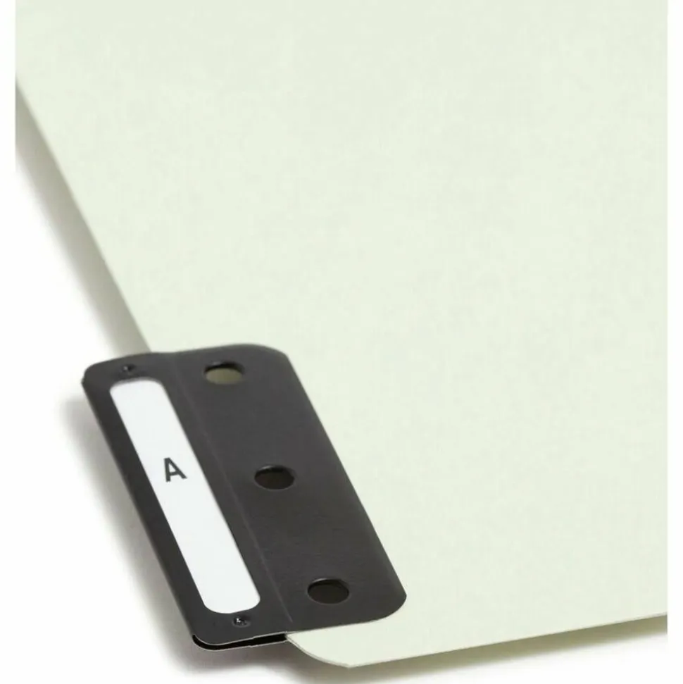 Smead Pressboard End-Tab Guides, A-Z, Vertical, 9 1/2" x 15 3/4", 100% Recycled, Gopher Green, Pack Of 25