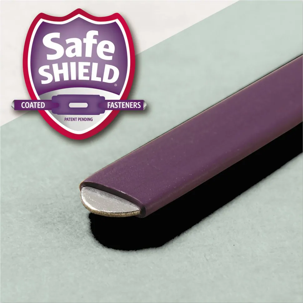 Smead Pressboard Fastener Folders With SafeSHIELD Fasteners, 1" Expansion, Letter Size, 100% Recycled, Gray/Green, Box Of 25