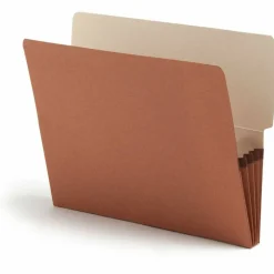 Smead Redrope End-Tab File Pockets, Letter Size, 3 1/2" Expansion, 30% Recycled, Redrope, Box Of 10