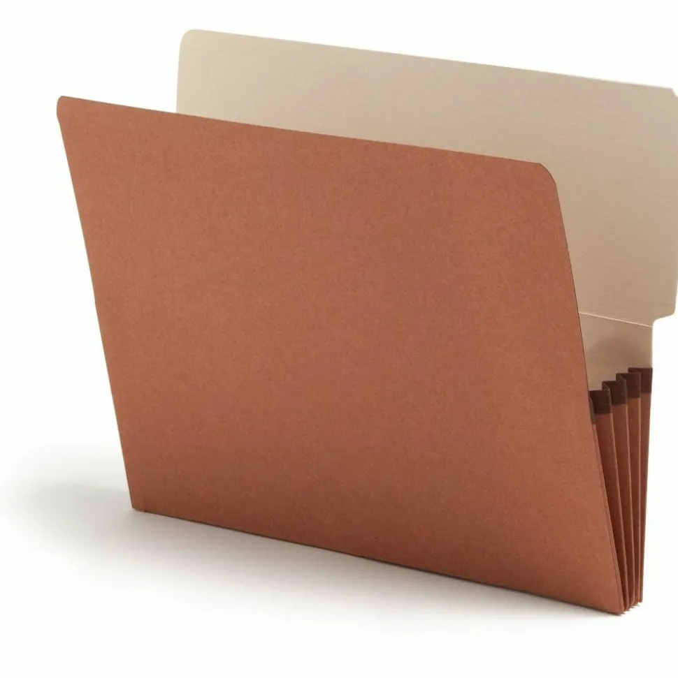 Smead Redrope End-Tab File Pockets, Letter Size, 3 1/2" Expansion, 30% Recycled, Redrope, Box Of 10
