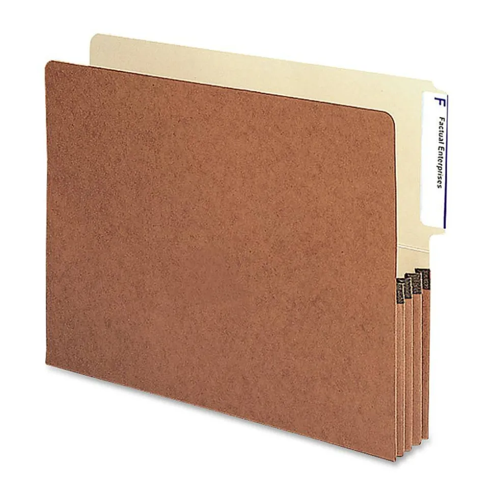 Smead Redrope End-Tab File Pockets, Letter Size, 3 1/2" Expansion, 30% Recycled, Redrope, Box Of 10