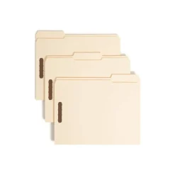 Smead Reinforced Tab Fastener Folders With Two Fasteners, 1/3 Cut, Letter Size, Manila, Pack Of 50 (14537)