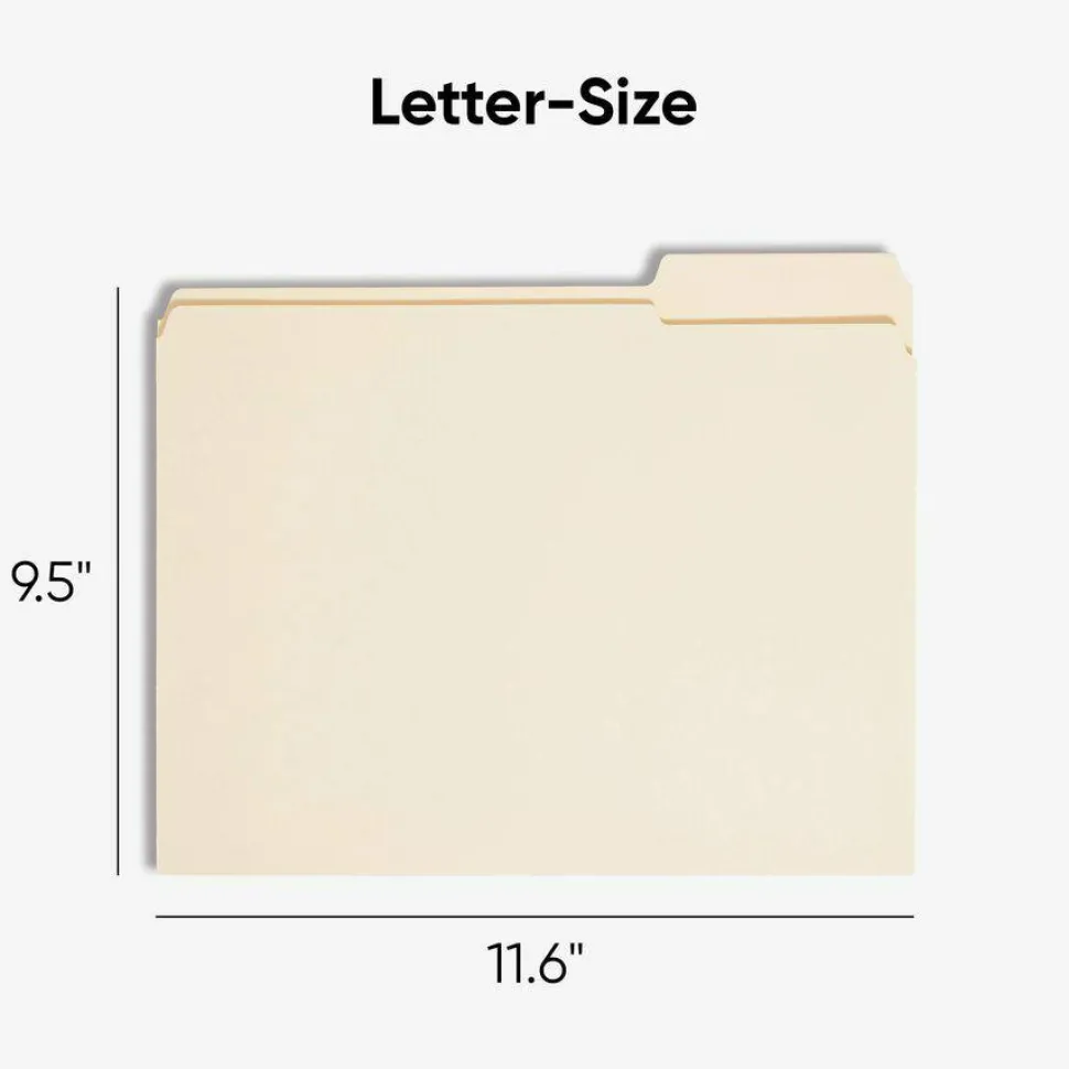 Smead Reinforced Tab File Folders, Letter Size, 1/3 Cut, Manila, Box Of 100 (10334)
