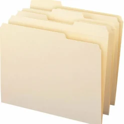 Smead Reinforced Tab File Folders, Letter Size, 1/3 Cut, Manila, Box Of 100 (10334)