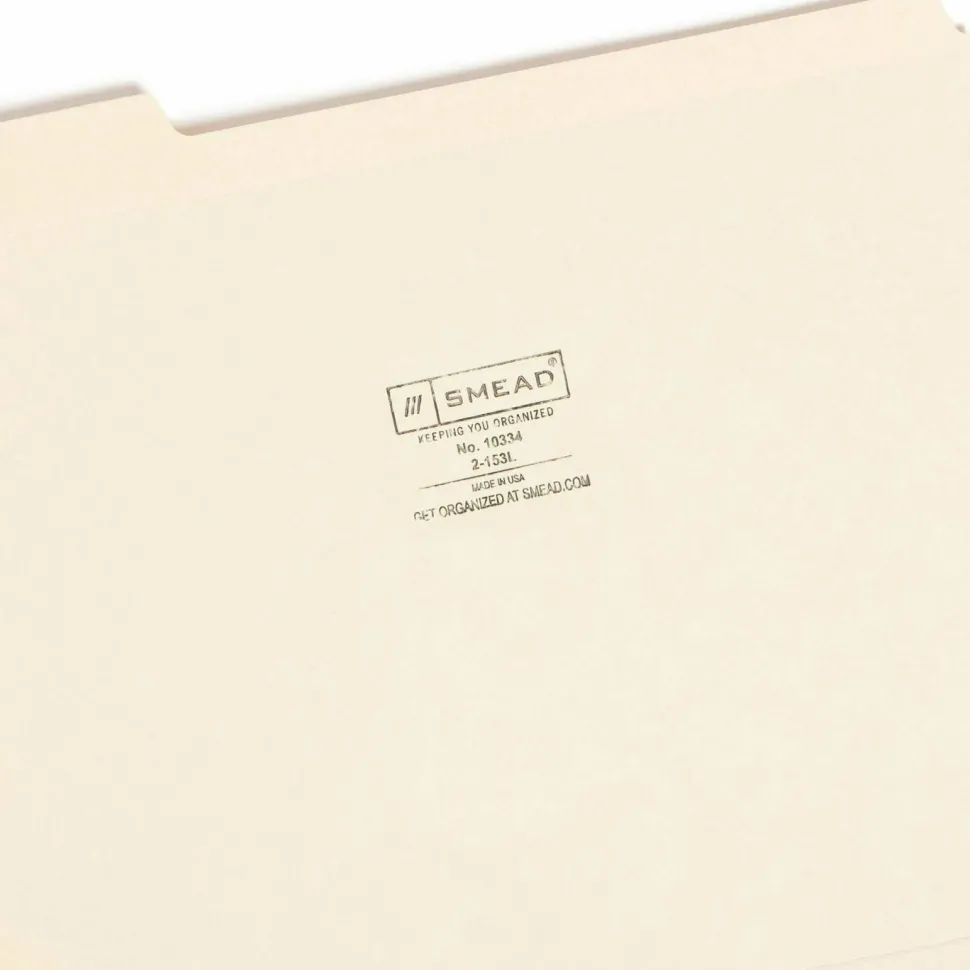 Smead Reinforced Tab File Folders, Letter Size, 1/3 Cut, Manila, Box Of 100 (10334)