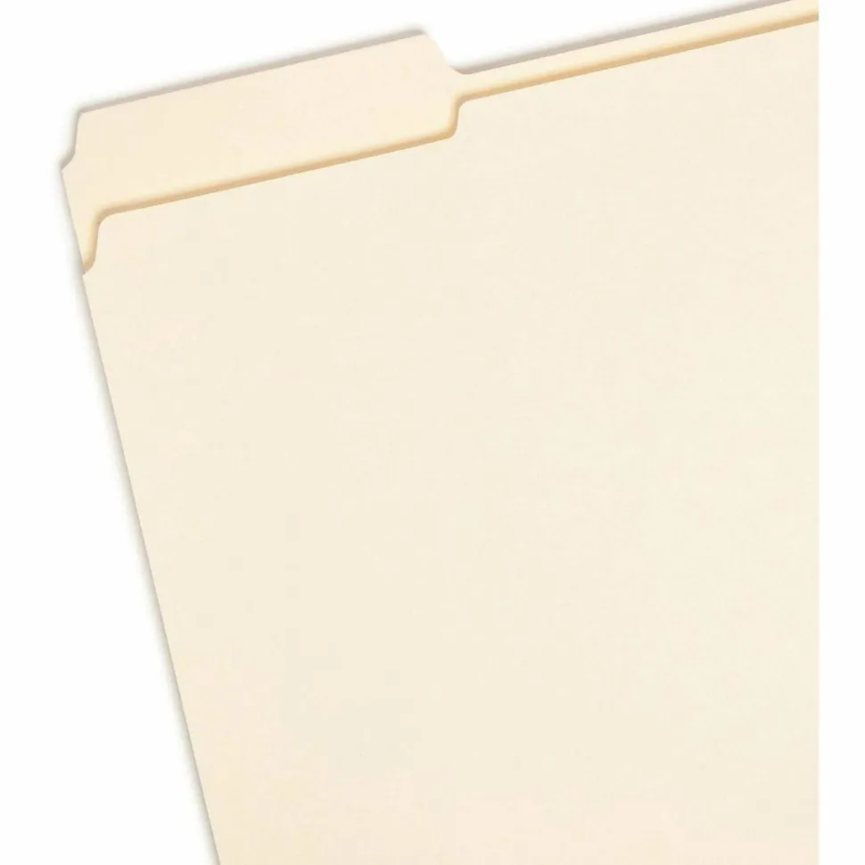 Smead Reinforced Tab File Folders, Letter Size, 1/3 Cut, Manila, Box Of 100 (10334)