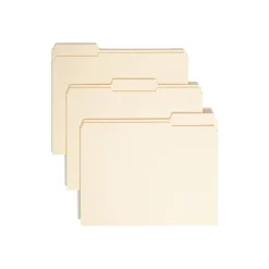Smead Reinforced Tab File Folders, Letter Size, 1/3 Cut, Manila, Box Of 100 (10334)
