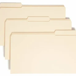 Smead Reinforced Tab File Folders, Legal Size, 1/3 Cut, Manila, Box Of 100