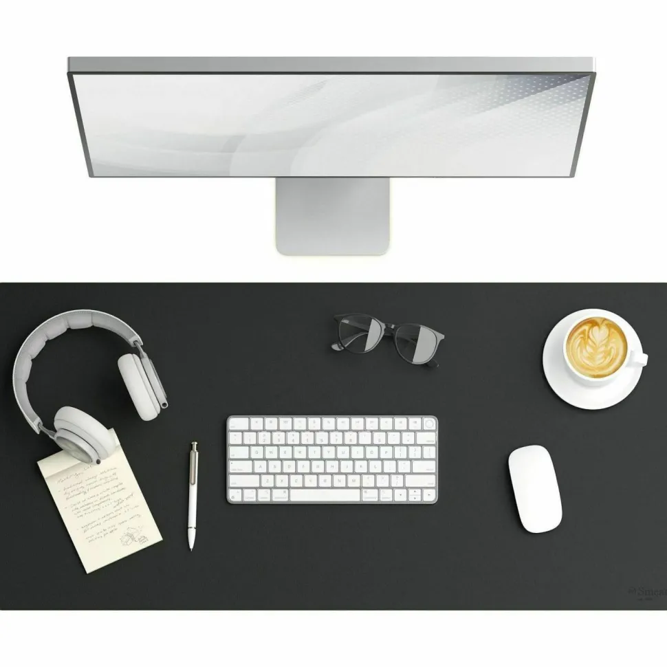Smead Vegan Leather Desk Pads, 36" x 17", Charcoal