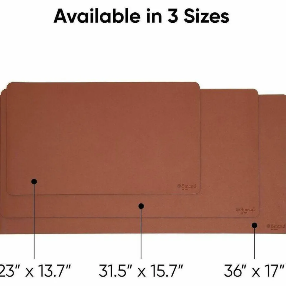 Smead Vegan Leather Desk Pads, 31.5" x 15.7", Brown