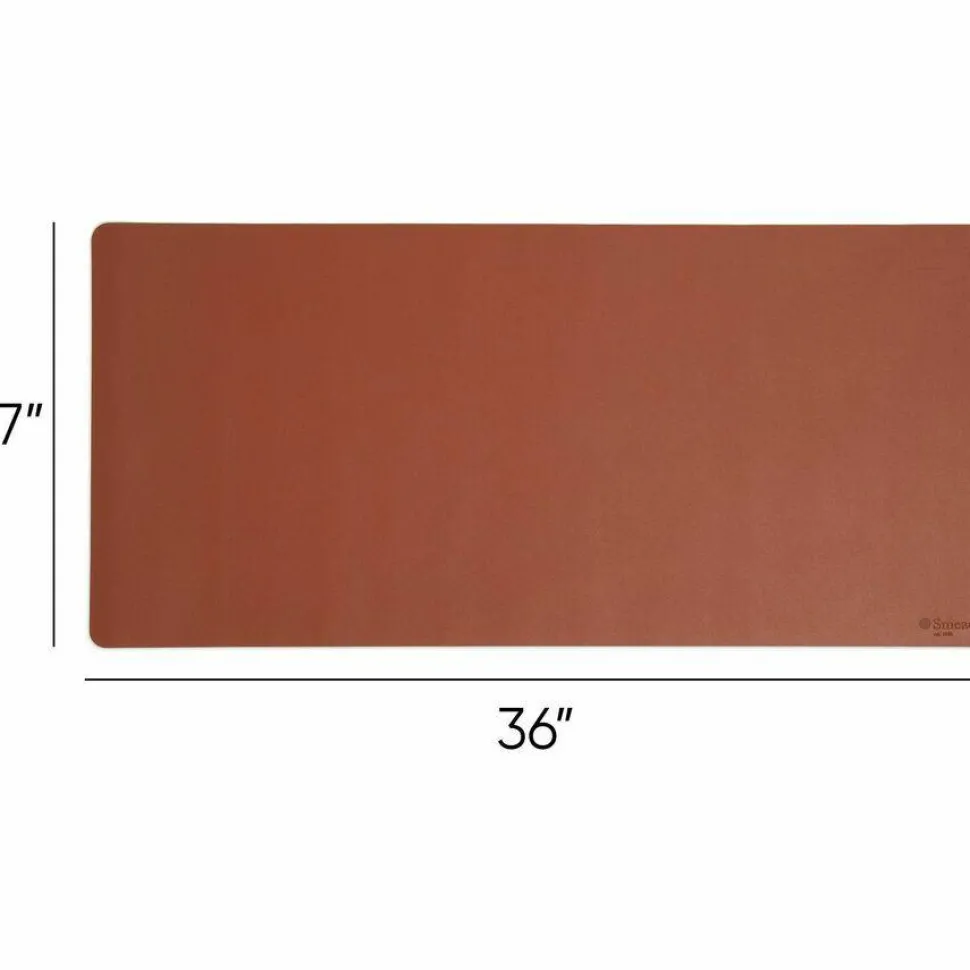 Smead Vegan Leather Desk Pads, 36" x 17", Brown