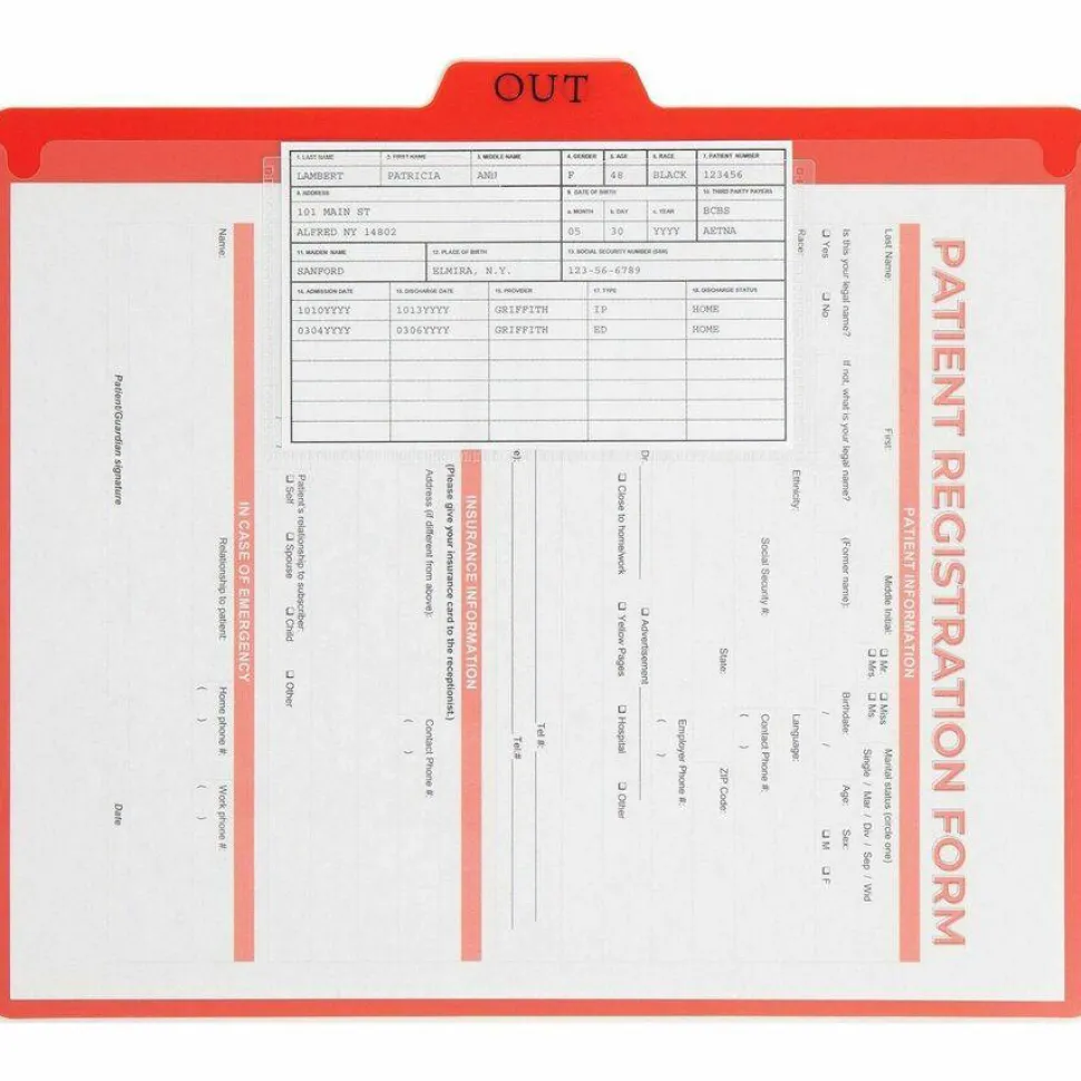 Smead Vinyl Top-Tab Out Guides, Letter Size, Red, Box Of 50