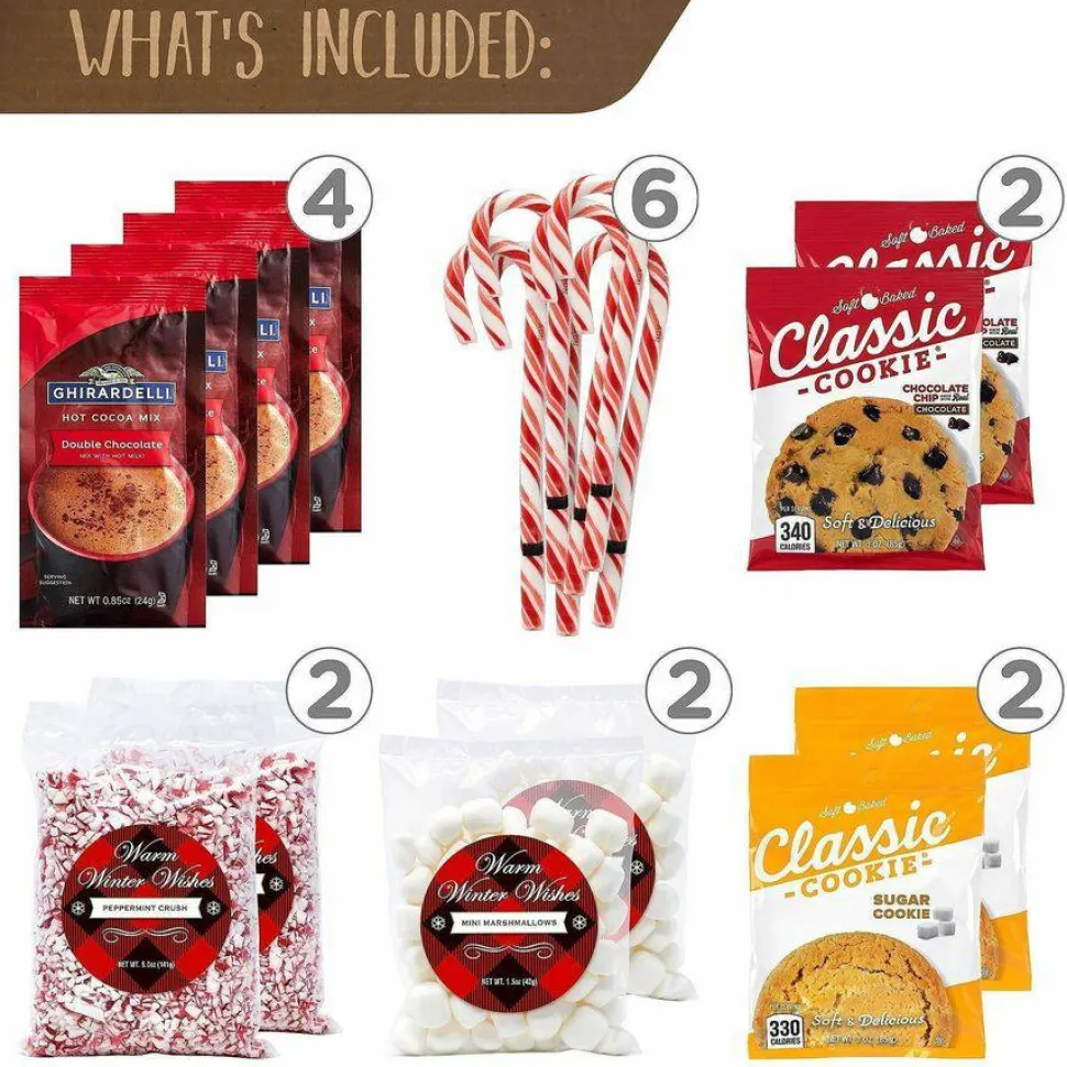 Snack Box Pros Warm Winter Wishes Hot Chocolate Kit, 18 Assorted Items/Box