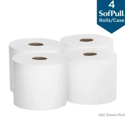 SofPull by GP PRO, 1-Ply, Centerpull Perforated Towels, White, 4 Rolls Per Case, 567 Sheets Per Roll