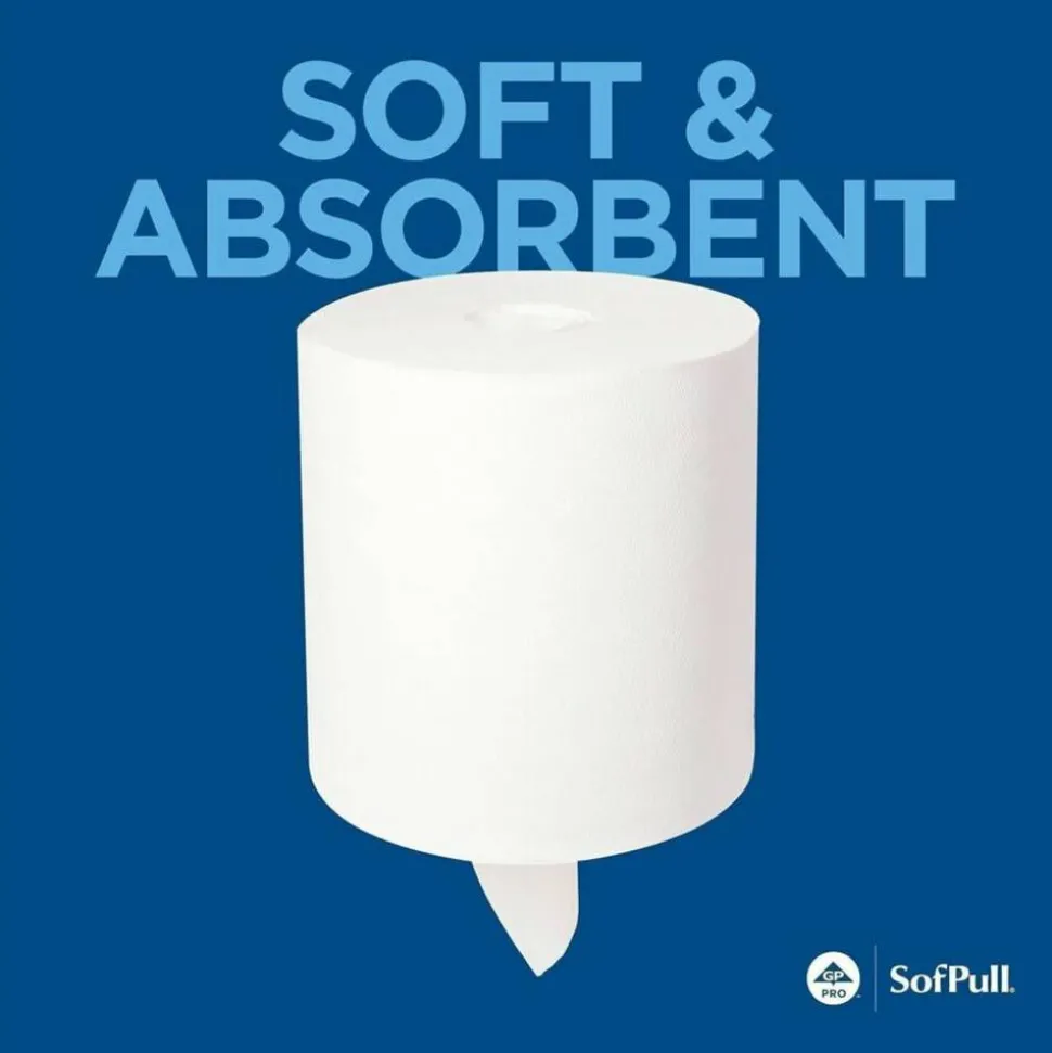 SofPull by GP PRO, 1-Ply, Centerpull Perforated Towels, White, 4 Rolls Per Case, 567 Sheets Per Roll