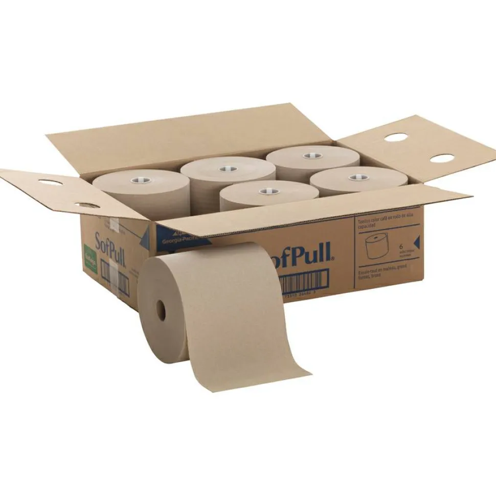 Sofpull by GP PRO, 1-Ply, 7.87" x 1000', 100% Recycled, Brown, 6 Rolls per Case