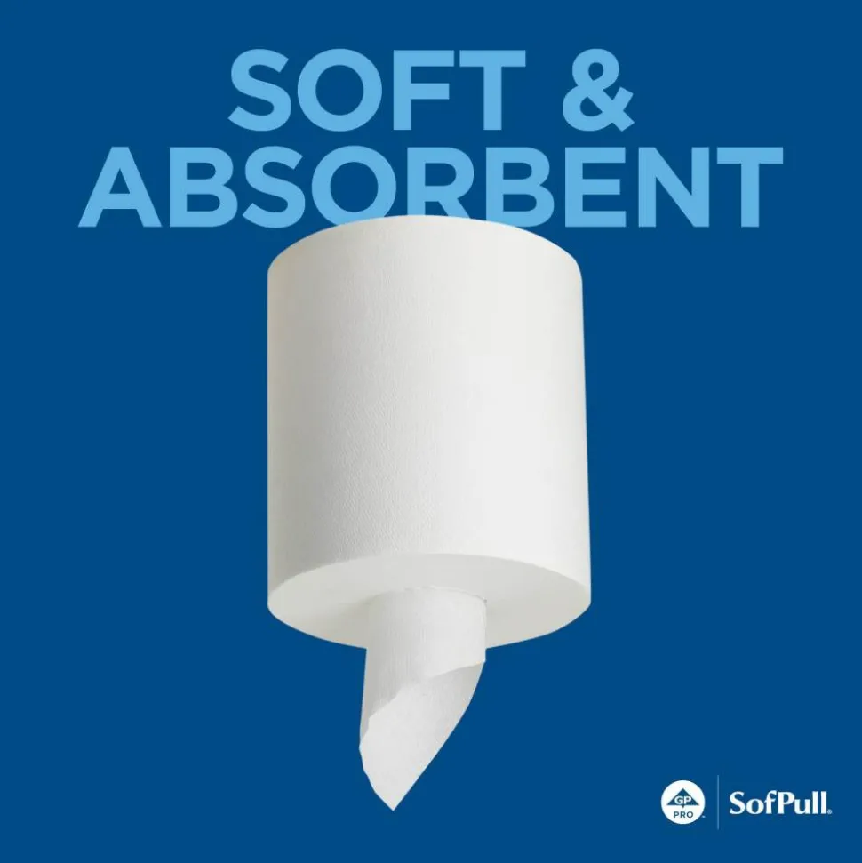 SofPull Centerpull Regular Capacity Paper Towels, 1-Ply, White, 7.8"W x 14.8"L Sheets, 324 Sheets Per Roll, 6 Rolls Per Case
