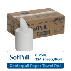 SofPull Centerpull Regular Capacity Paper Towels, 1-Ply, White, 7.8
